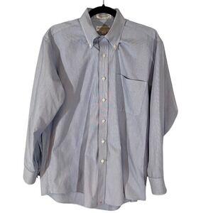 Hathaway Mens Blue White Striped Pinpoint Oxford Shirt‎ Wrinkle Free 16-33 USA